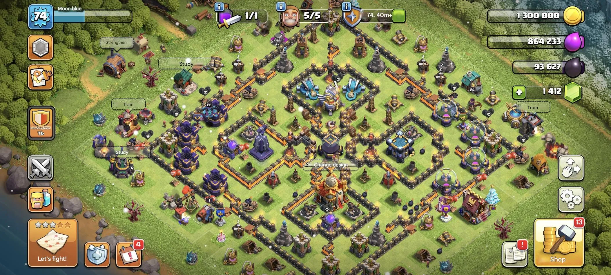 COC577 TH16 1400 Gems Heroes 22/24/25/11/1 5 Builders Name Change Many Items 